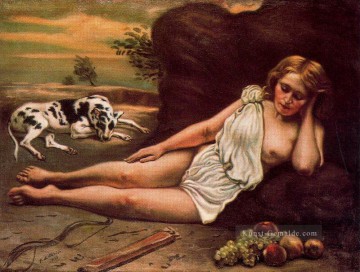 Klassischer Menschlicher Körper Werke - Diana Schlaf im Wald 1933 Giorgio de Chirico Klassischer Akt